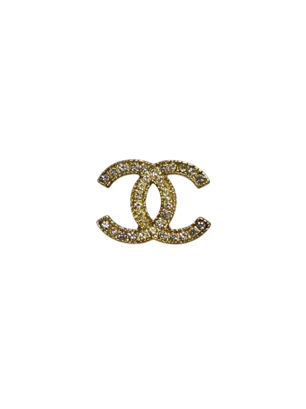 Chanel CC Logo Earrings Metal Rhinestone Gold Clear